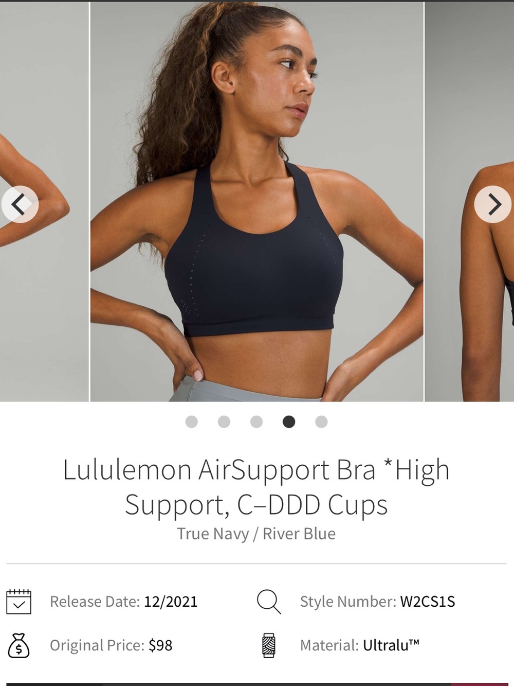 Lululemon True Navy AirSupport Bra